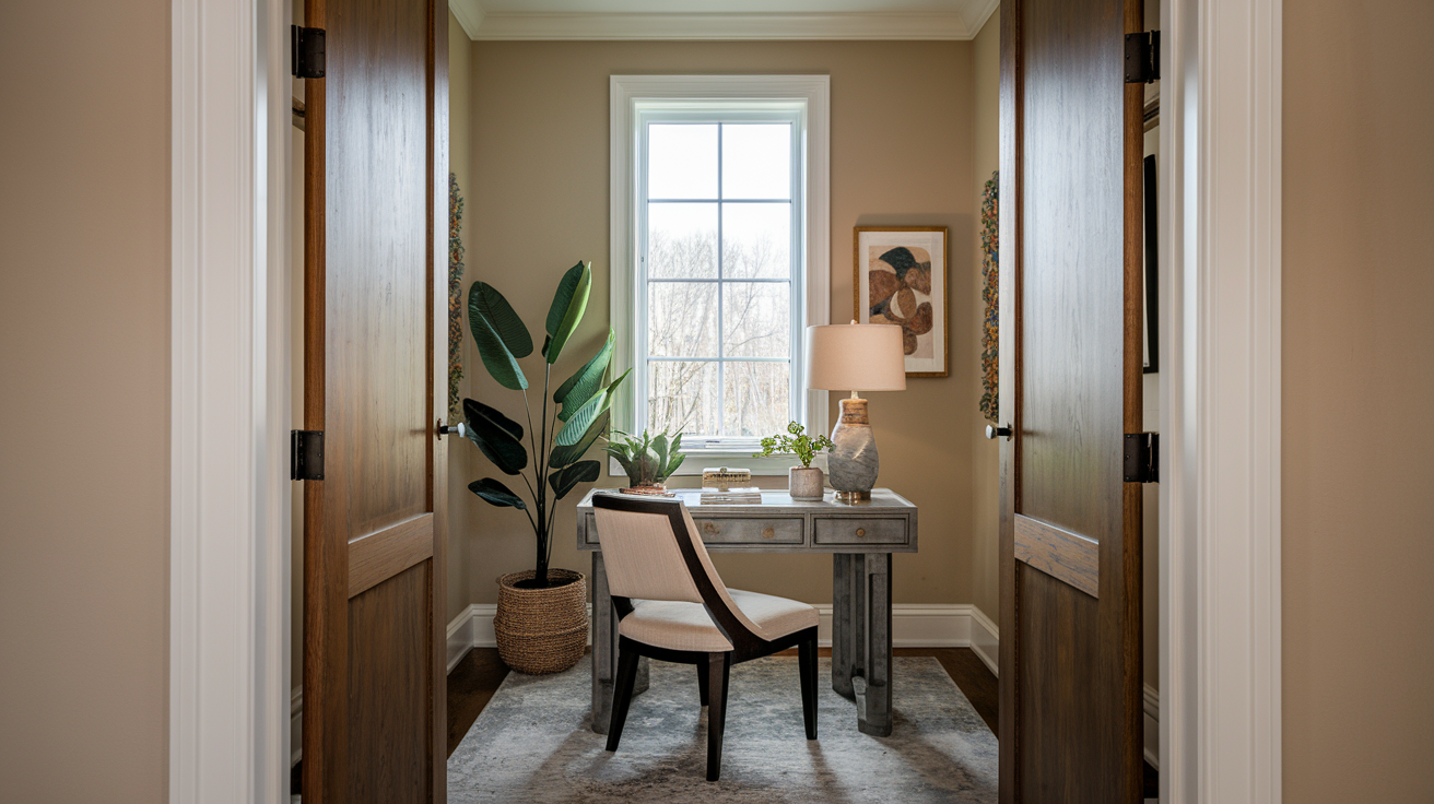 How the choice of minimalist colors and textures can influence the feeling of organization in small spaces